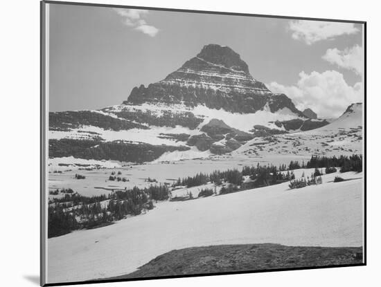 Looking Across Barren Land To Mountains From Logan Pass Glacier National Park Montana. 1933-1942-Ansel Adams-Mounted Art Print