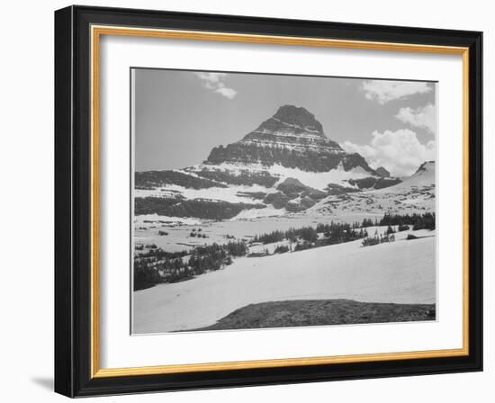 Looking Across Barren Land To Mountains From Logan Pass Glacier National Park Montana. 1933-1942-Ansel Adams-Framed Art Print