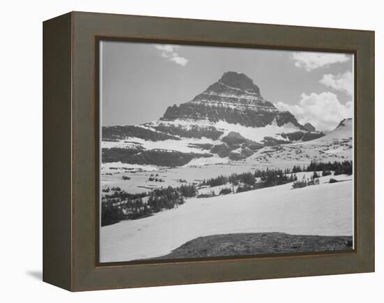 Looking Across Barren Land To Mountains From Logan Pass Glacier National Park Montana. 1933-1942-Ansel Adams-Framed Stretched Canvas