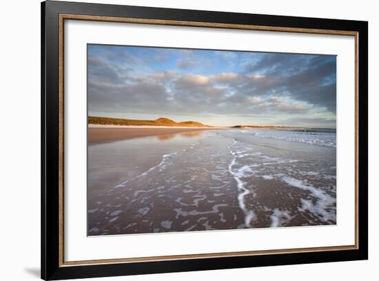 Looking across Embleton Bay Just after Sunrise Towards the Sunlit Sand Dunes-Lee Frost-Framed Photographic Print
