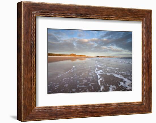 Looking across Embleton Bay Just after Sunrise Towards the Sunlit Sand Dunes-Lee Frost-Framed Photographic Print