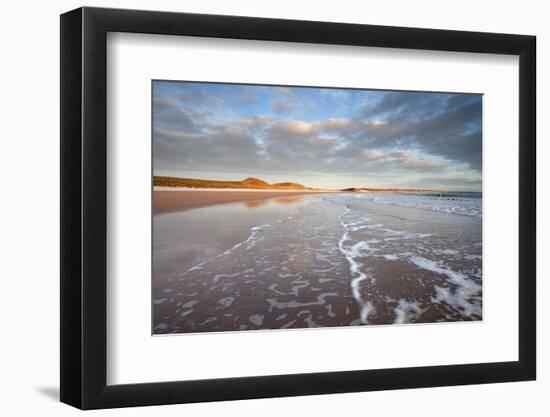 Looking across Embleton Bay Just after Sunrise Towards the Sunlit Sand Dunes-Lee Frost-Framed Photographic Print