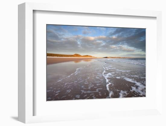 Looking across Embleton Bay Just after Sunrise Towards the Sunlit Sand Dunes-Lee Frost-Framed Photographic Print