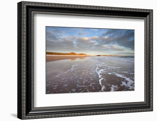 Looking across Embleton Bay Just after Sunrise Towards the Sunlit Sand Dunes-Lee Frost-Framed Photographic Print