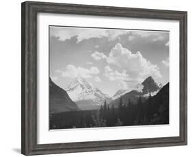 Looking Across Forest To Mountains And Clouds "In Glacier National Park" Montana. 1933-1942-Ansel Adams-Framed Art Print