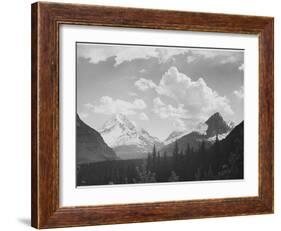 Looking Across Forest To Mountains And Clouds "In Glacier National Park" Montana. 1933-1942-Ansel Adams-Framed Art Print