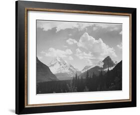Looking Across Forest To Mountains And Clouds "In Glacier National Park" Montana. 1933-1942-Ansel Adams-Framed Art Print