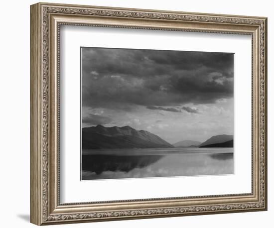 Looking Across Lake To Mountains And Clouds "Evening McDonald Lake Glacier NP" Montana 1933-1942-Ansel Adams-Framed Premium Giclee Print