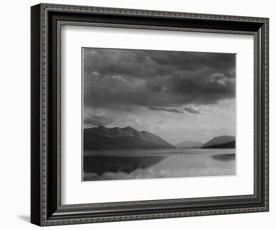 Looking Across Lake To Mountains And Clouds "Evening McDonald Lake Glacier NP" Montana 1933-1942-Ansel Adams-Framed Premium Giclee Print