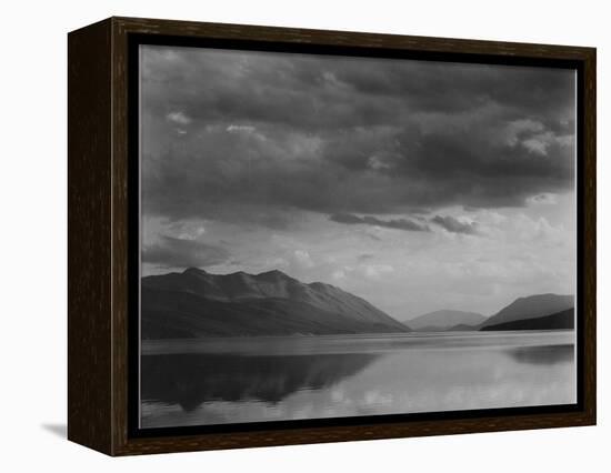 Looking Across Lake To Mountains And Clouds "Evening McDonald Lake Glacier NP" Montana 1933-1942-Ansel Adams-Framed Stretched Canvas