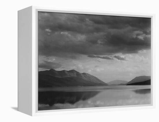 Looking Across Lake To Mountains And Clouds "Evening McDonald Lake Glacier NP" Montana 1933-1942-Ansel Adams-Framed Stretched Canvas