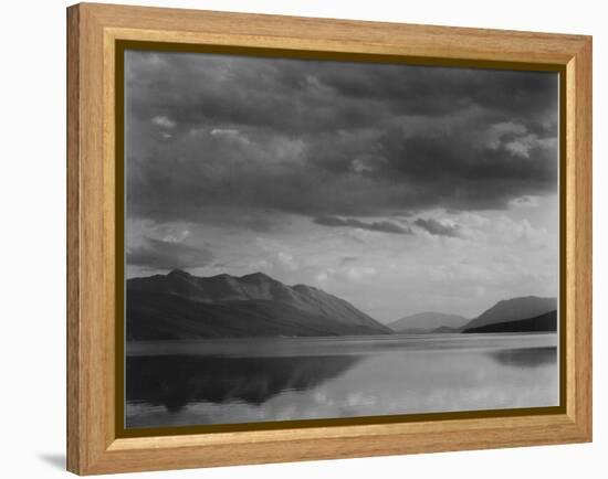 Looking Across Lake To Mountains And Clouds "Evening McDonald Lake Glacier NP" Montana 1933-1942-Ansel Adams-Framed Stretched Canvas