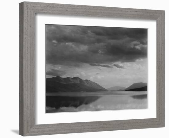 Looking Across Lake To Mountains And Clouds "Evening McDonald Lake Glacier NP" Montana 1933-1942-Ansel Adams-Framed Art Print