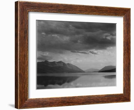 Looking Across Lake To Mountains And Clouds "Evening McDonald Lake Glacier NP" Montana 1933-1942-Ansel Adams-Framed Art Print