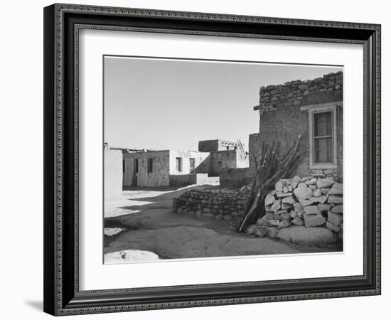 Looking Across Street Toward Houses "Acoma Pueblo. [NHL New Mexico]" 1933-1942-Ansel Adams-Framed Art Print