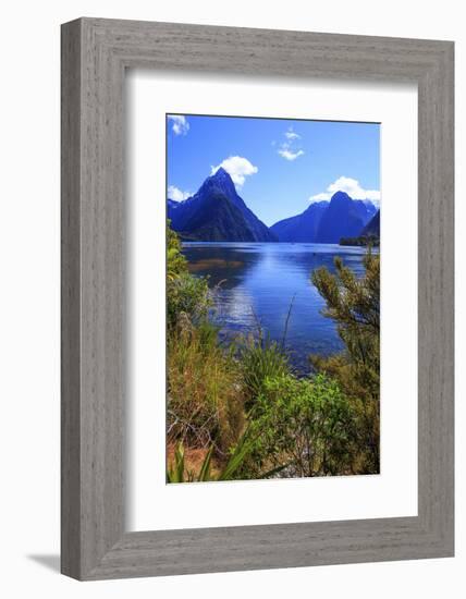 Looking across the Waters of Milford Sound Towards Mitre Peak on the South Island of New Zealand-Paul Dymond-Framed Photographic Print