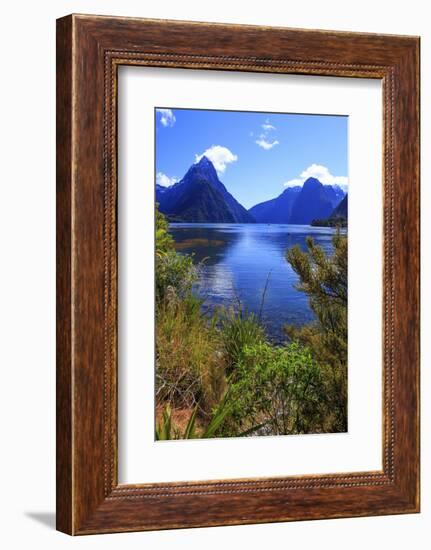 Looking across the Waters of Milford Sound Towards Mitre Peak on the South Island of New Zealand-Paul Dymond-Framed Photographic Print