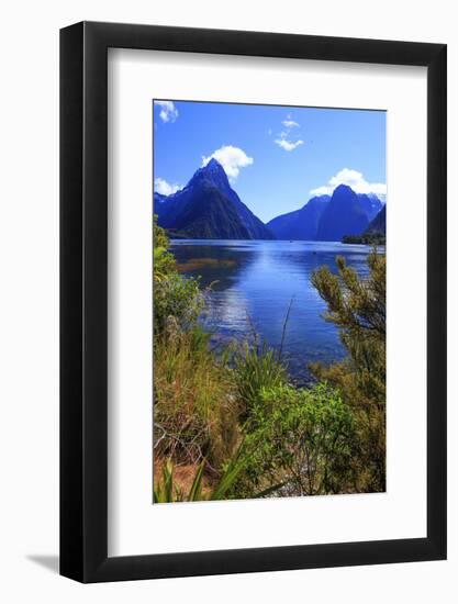 Looking across the Waters of Milford Sound Towards Mitre Peak on the South Island of New Zealand-Paul Dymond-Framed Photographic Print