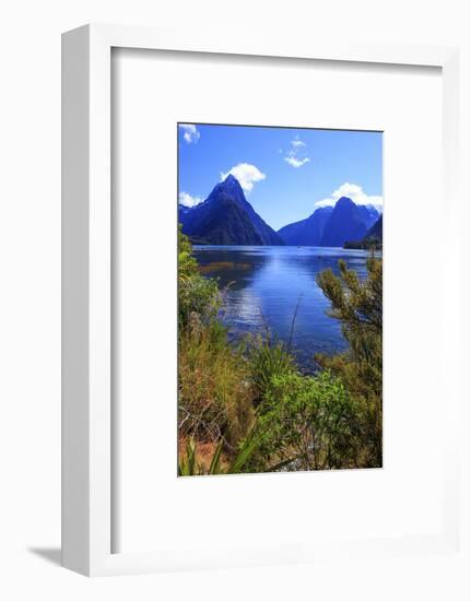 Looking across the Waters of Milford Sound Towards Mitre Peak on the South Island of New Zealand-Paul Dymond-Framed Photographic Print