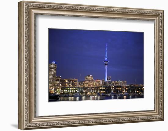 Looking across Waitemata Harbor and Sky Tower from Wynyard Quarter of Auckland, New Zealand-Paul Dymond-Framed Photographic Print