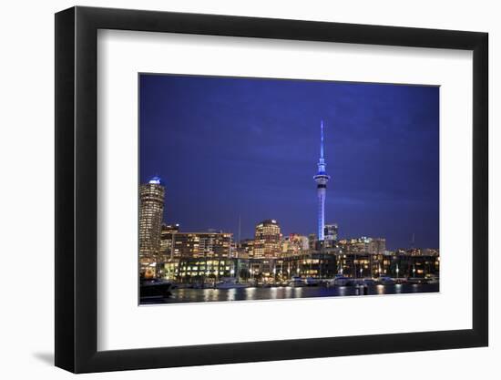 Looking across Waitemata Harbor and Sky Tower from Wynyard Quarter of Auckland, New Zealand-Paul Dymond-Framed Photographic Print