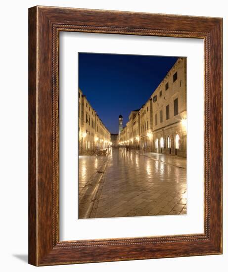 Looking Along Stradrun at Dusk, Old Town, Dubrovnik, Croatia, Europe-Martin Child-Framed Photographic Print