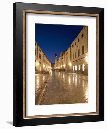 Looking Along Stradrun at Dusk, Old Town, Dubrovnik, Croatia, Europe-Martin Child-Framed Photographic Print