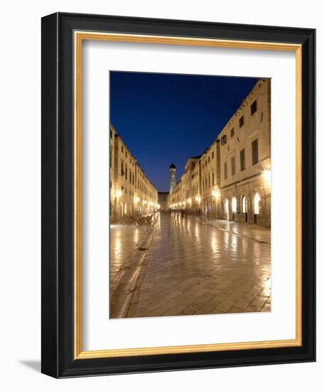 Looking Along Stradrun at Dusk, Old Town, Dubrovnik, Croatia, Europe-Martin Child-Framed Photographic Print