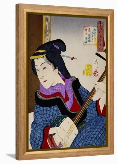 Looking as if She Is Enjoying Herself: The Appearance of a Teacher During the Kaei Period-Taiso Yoshitoshi-Framed Premier Image Canvas