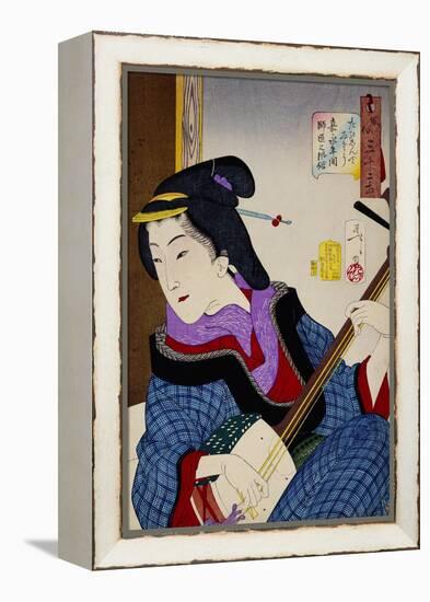 Looking as if She Is Enjoying Herself: The Appearance of a Teacher During the Kaei Period-Taiso Yoshitoshi-Framed Premier Image Canvas