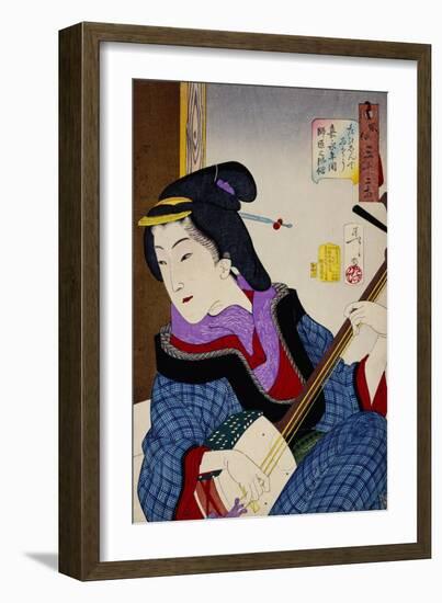 Looking as if She Is Enjoying Herself: The Appearance of a Teacher During the Kaei Period-Taiso Yoshitoshi-Framed Giclee Print