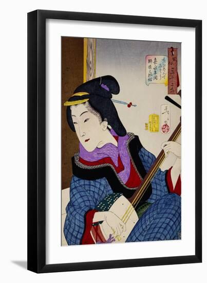 Looking as if She Is Enjoying Herself: The Appearance of a Teacher During the Kaei Period-Taiso Yoshitoshi-Framed Giclee Print