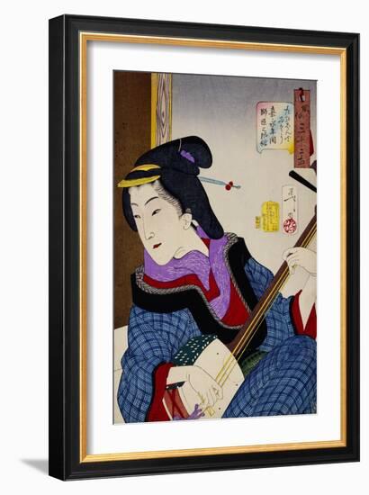 Looking as if She Is Enjoying Herself: The Appearance of a Teacher During the Kaei Period-Taiso Yoshitoshi-Framed Giclee Print