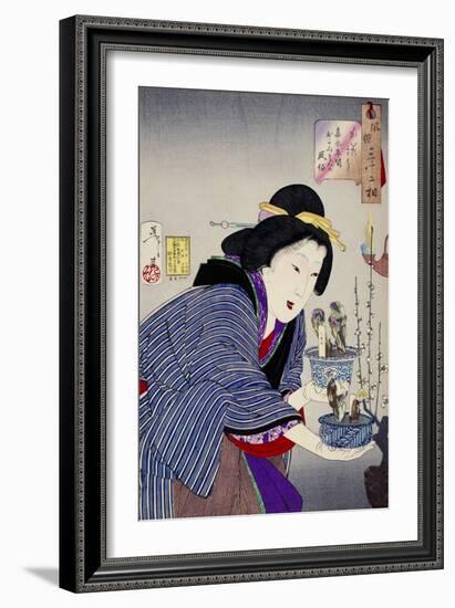 Looking as if She Wants to Change: The Appearance of a Proprietress of the Kaei Era-Taiso Yoshitoshi-Framed Giclee Print