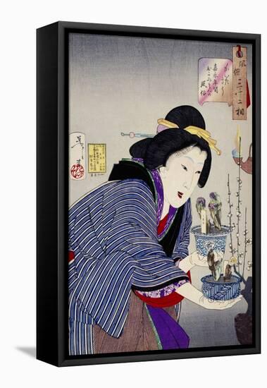Looking as if She Wants to Change: The Appearance of a Proprietress of the Kaei Era-Taiso Yoshitoshi-Framed Premier Image Canvas