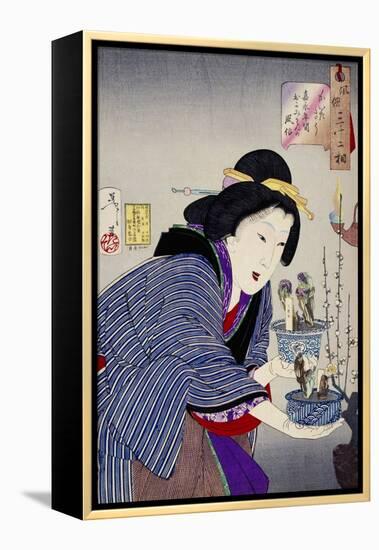 Looking as if She Wants to Change: The Appearance of a Proprietress of the Kaei Era-Taiso Yoshitoshi-Framed Premier Image Canvas