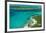 Looking Down at Airplane's Shadow, Jet Ski, Clear Tropical Water and Islands, Exuma Chain, Bahamas-James White-Framed Photographic Print