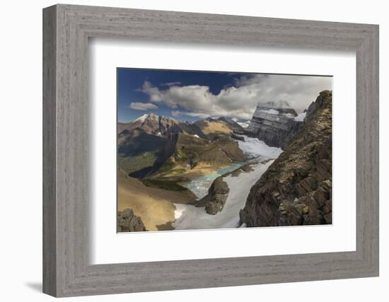 Looking Down at Grinnell Glacier in Glacier National Park, Montana, USA-Chuck Haney-Framed Photographic Print