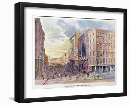 Looking Down Broad Street from Wall in 1873, Illustration from 'Old New York, Yesterday and Today…-American School-Framed Giclee Print