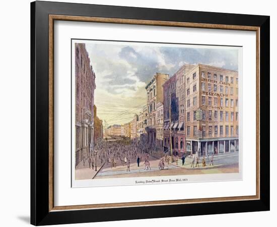 Looking Down Broad Street from Wall in 1873, Illustration from 'Old New York, Yesterday and Today…-American School-Framed Giclee Print