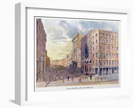 Looking Down Broad Street from Wall in 1873, Illustration from 'Old New York, Yesterday and Today…-American School-Framed Giclee Print