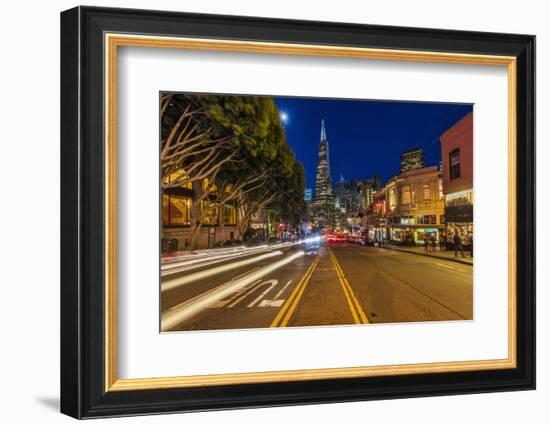 Looking Down Columbus Avenue at Dusk in San Francisco, California, Usa-Chuck Haney-Framed Photographic Print