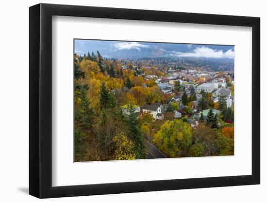 Looking Down into Autumn in Downtown Nelson, British, Columbia, Canada-Chuck Haney-Framed Photographic Print