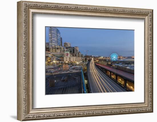 Looking Down onto Alaskan Way Traffic at Dusk in Seattle, Washington State, Usa-Chuck Haney-Framed Photographic Print