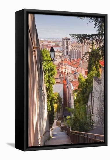 Looking Down onto the Rooftops of Vieux Lyon, Rhone, Rhone-Alpes, France, Europe-Julian Elliott-Framed Premier Image Canvas