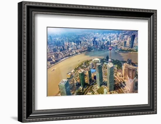 Looking Down Oriental Pearl TV Tower Cityscape, Shanghai, China-William Perry-Framed Photographic Print
