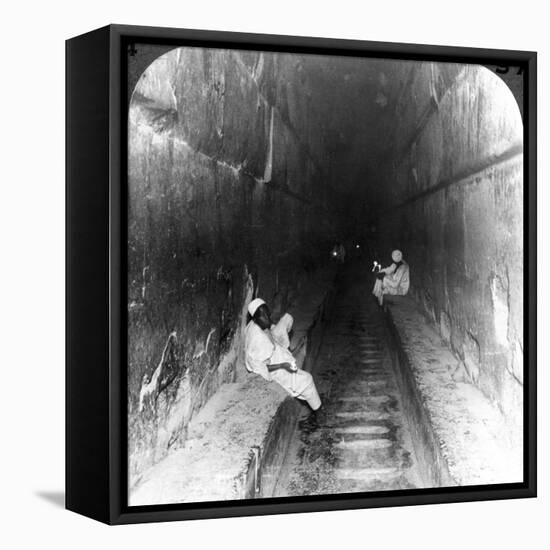 Looking Down the Main Passage to Khufu's Sepulchre Within the Great Pyramid, Egypt, 1905-Underwood & Underwood-Framed Premier Image Canvas