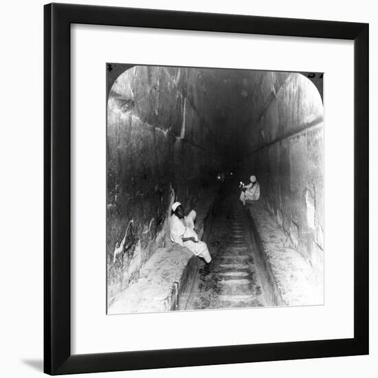 Looking Down the Main Passage to Khufu's Sepulchre Within the Great Pyramid, Egypt, 1905-Underwood & Underwood-Framed Photographic Print