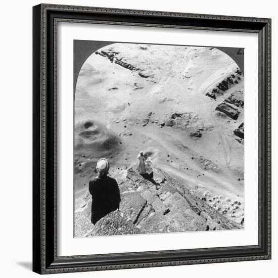 Looking Down the Southwest Corner of the Great Pyramid, Egypt, 1905-Underwood & Underwood-Framed Photographic Print