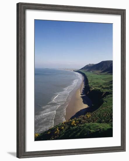 Looking from the Cliffs at Rhossili, Towards Llangennith at Far West of the Gower Peninsula, Wales-Charles Bowman-Framed Photographic Print